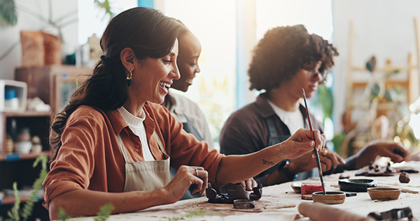 photos of library customers painting